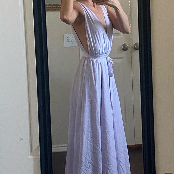 Lovers + Friends lavender purple sleeveless plunging neckline formal prom dress - Picture 7 of 12